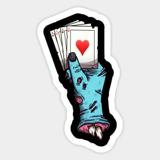 Zombie Hand Holding Pack Of Cards Sticker